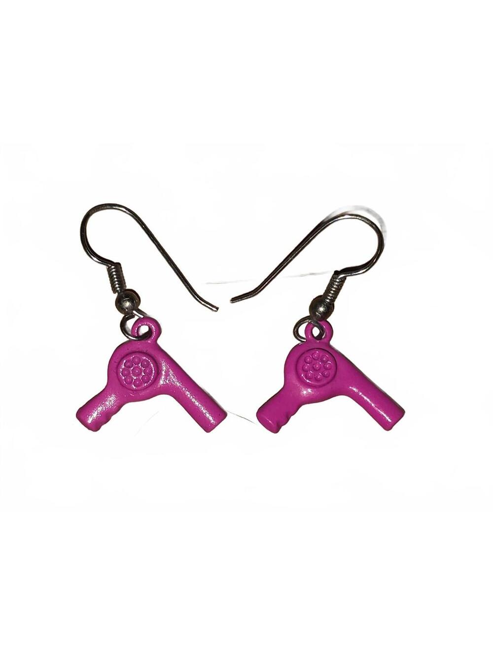 Vintage 90s Hot Pink Barbie Hair Dryer Dangle Drop Earrings